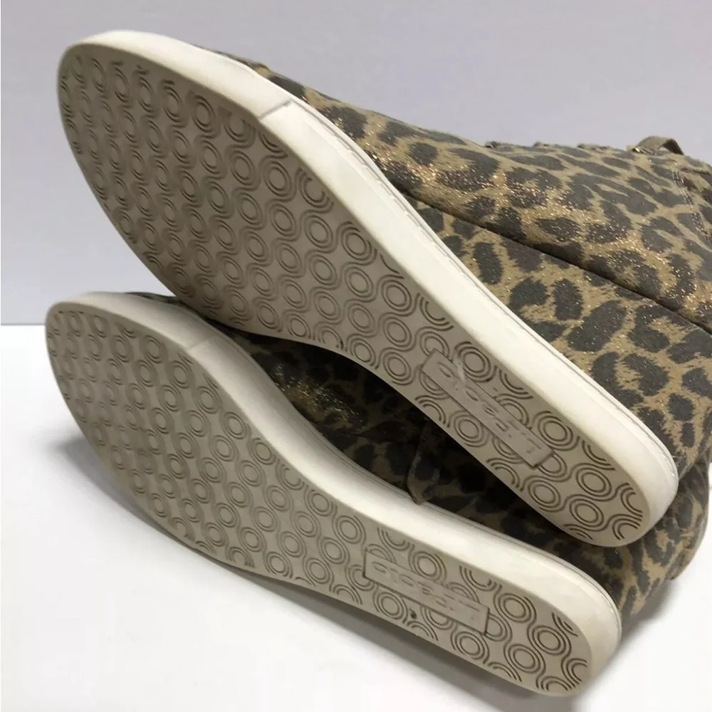 Linea Paolo Womens Fenton Gold Leopard Print Bootie Size 9 M